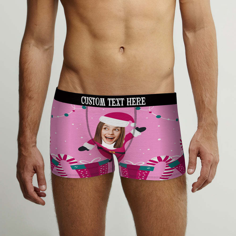 Benutzerdefinierte Gesicht Weihnachten Boxer Briefs Santa ist hier personalisiertes lustiges Weihnachtsgeschenk