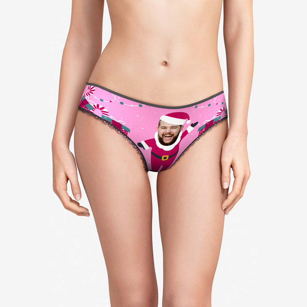 Benutzerdefinierte Gesicht Santa ist hier Frauen Höschen personalisierte Weihnachtsgeschenk