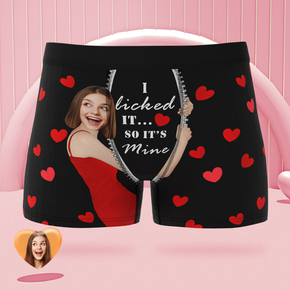 Benutzerdefinierte Freundin Gesicht Boxer Slips Ich Leckte es Personalisierte unartige Valentinstag Geschenk für ihn
