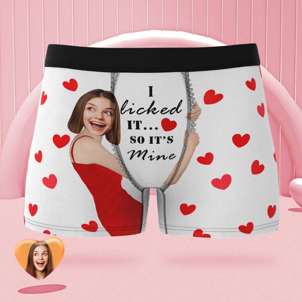 Benutzerdefinierte Freundin Gesicht Boxer Slips Ich Leckte es Personalisierte unartige Valentinstag Geschenk für ihn