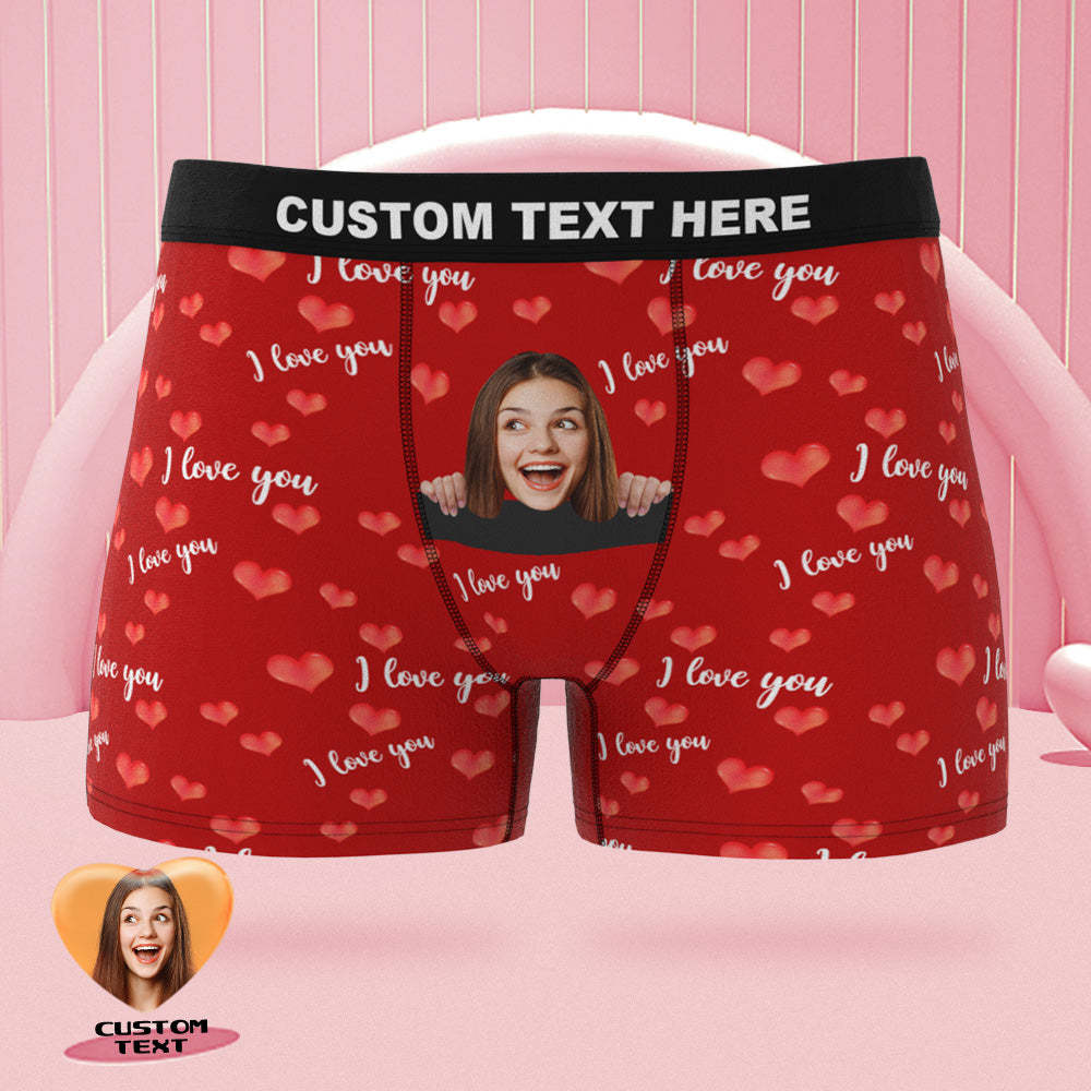 Benutzerdefinierte Gesicht Boxer Slips Ich liebe Sie mit meinem ganzen Herzen Personalisierte unartige Valentinstag Geschenk für ihn