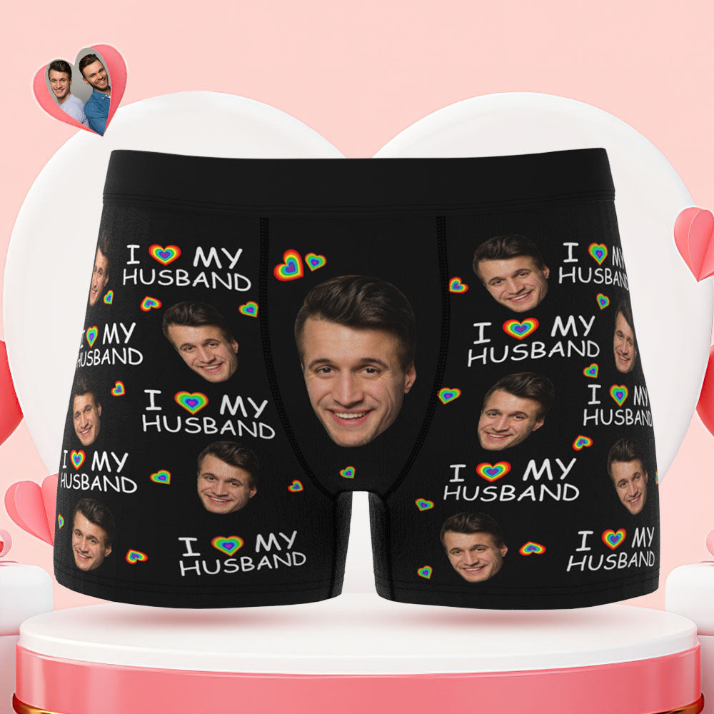 Benutzerdefinierte Gesicht Boxer Slips Ich liebe meinen Mann personalisierte freche LGBT Geschenk für ihn