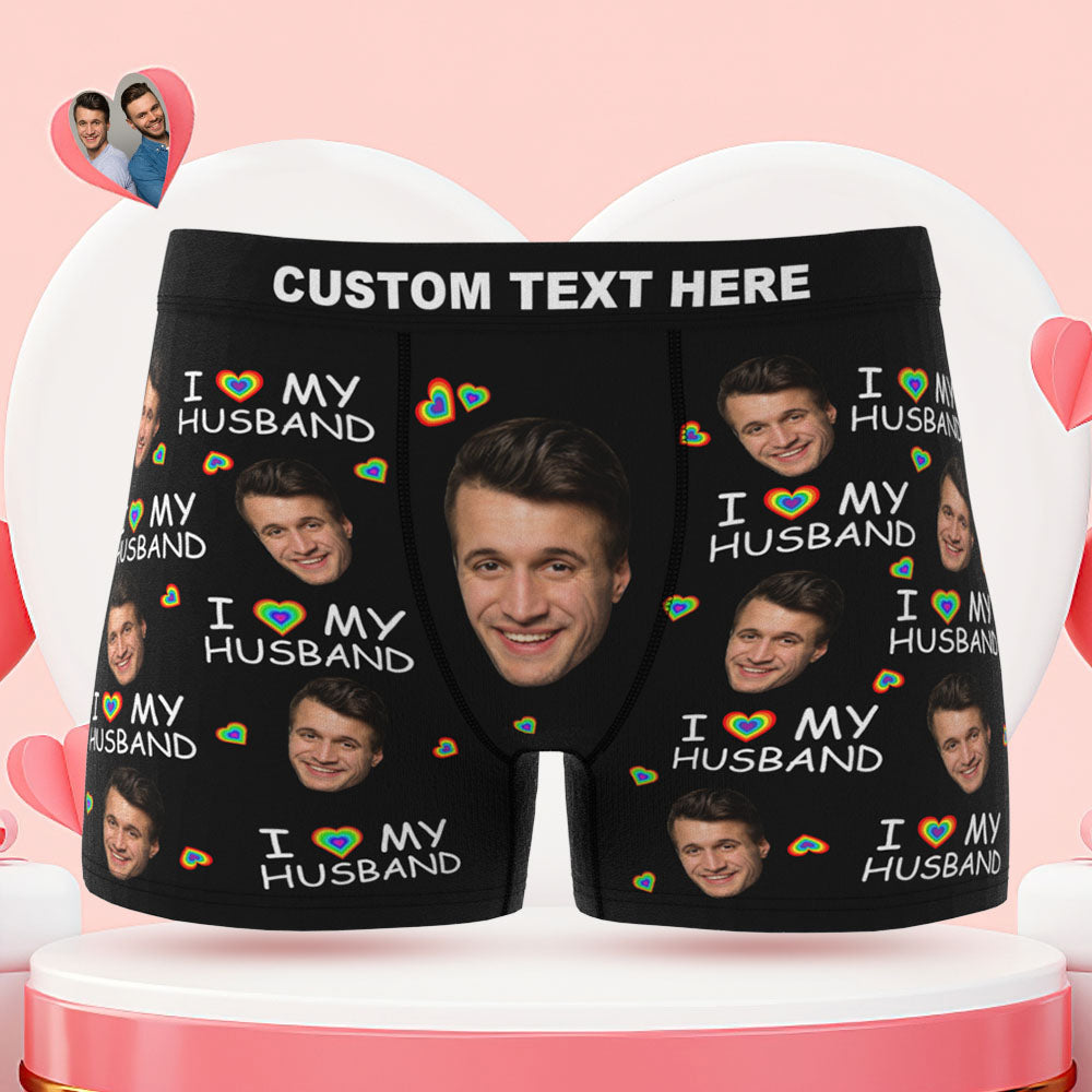 Benutzerdefinierte Gesicht Boxer Slips Ich liebe meinen Mann personalisierte freche LGBT Geschenk für ihn