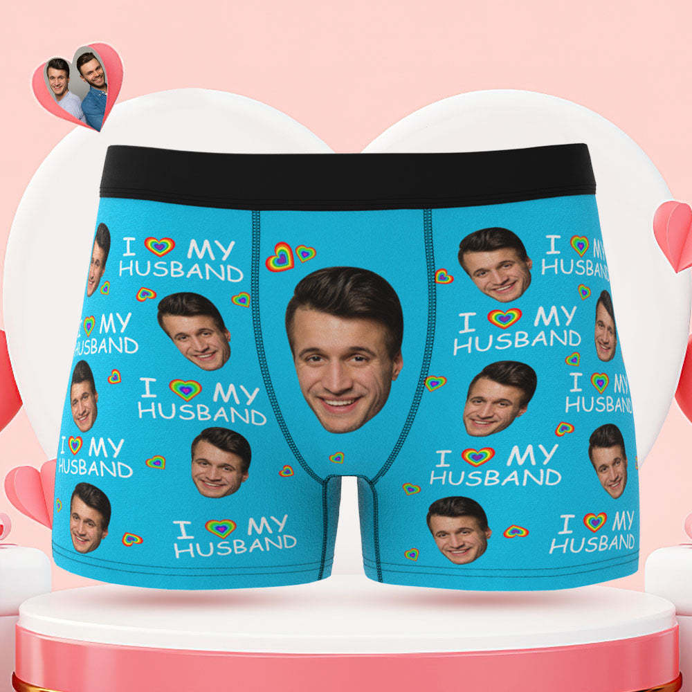 Benutzerdefinierte Gesicht Boxer Slips Ich liebe meinen Mann personalisierte freche LGBT Geschenk für ihn
