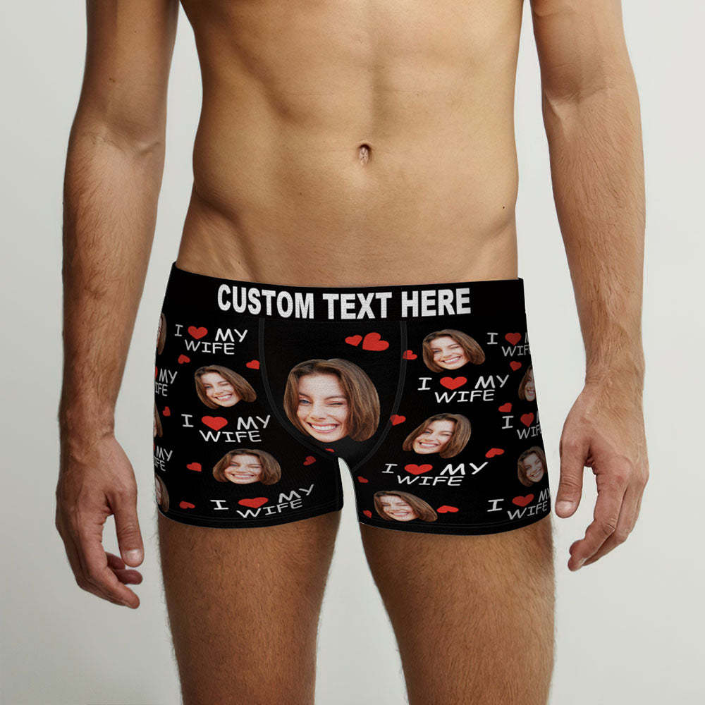 Benutzerdefinierte Gesicht Boxer Slips Ich liebe meine Frau personalisierte unartige Geschenk für ihn