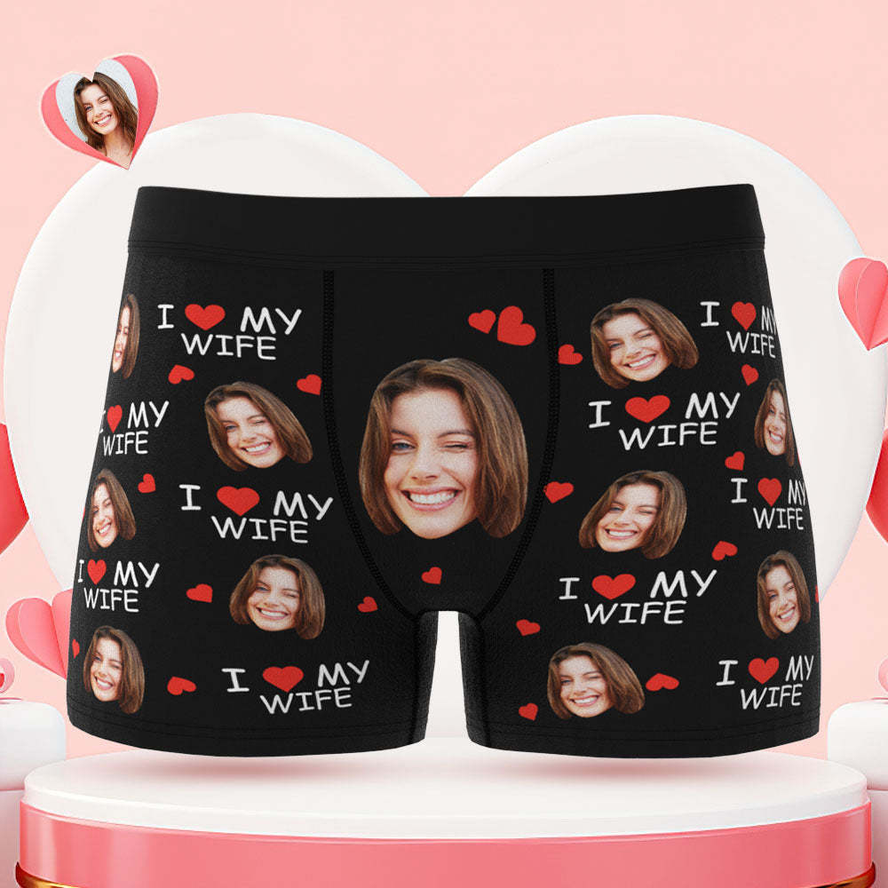 Benutzerdefinierte Gesicht Boxer Slips Ich liebe meine Frau personalisierte unartige Geschenk für ihn