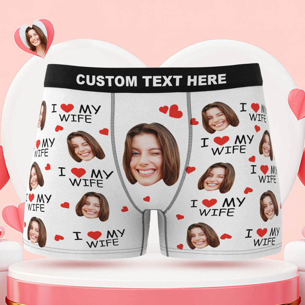 Benutzerdefinierte Gesicht Boxer Slips Ich liebe meine Frau personalisierte unartige Geschenk für ihn