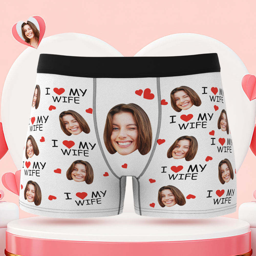 Benutzerdefinierte Gesicht Boxer Slips Ich liebe meine Frau personalisierte unartige Geschenk für ihn