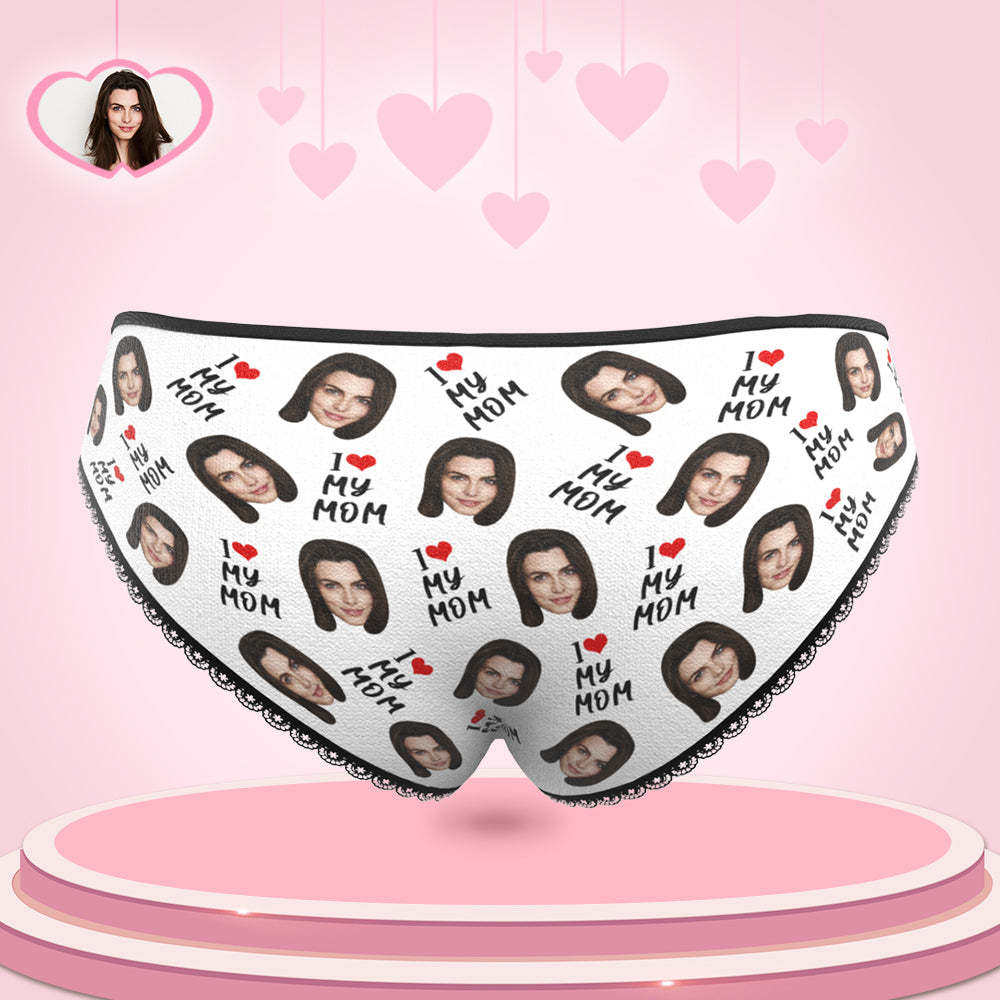 Personalisiertes Gesicht Höschen Benutzerdefinierte Herz Foto Unterwäsche Geschenk Für Mama - Ich Liebe Mama - DePhotoBoxer
