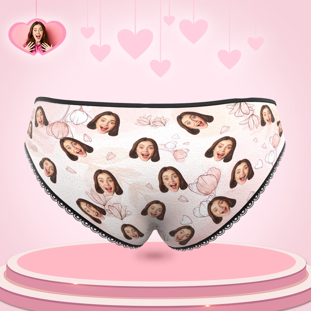 Personalisiertes Gesicht Blumen Höschen Custom Womens Foto Unterwäsche Geschenk Für Sie - DePhotoBoxer