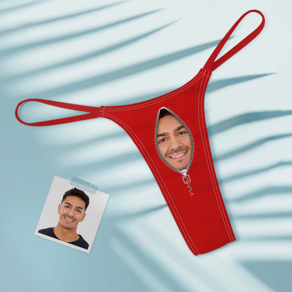 Benutzerdefinierte Gesicht Reißverschluss Sexy Frauen Bunte Tanga String