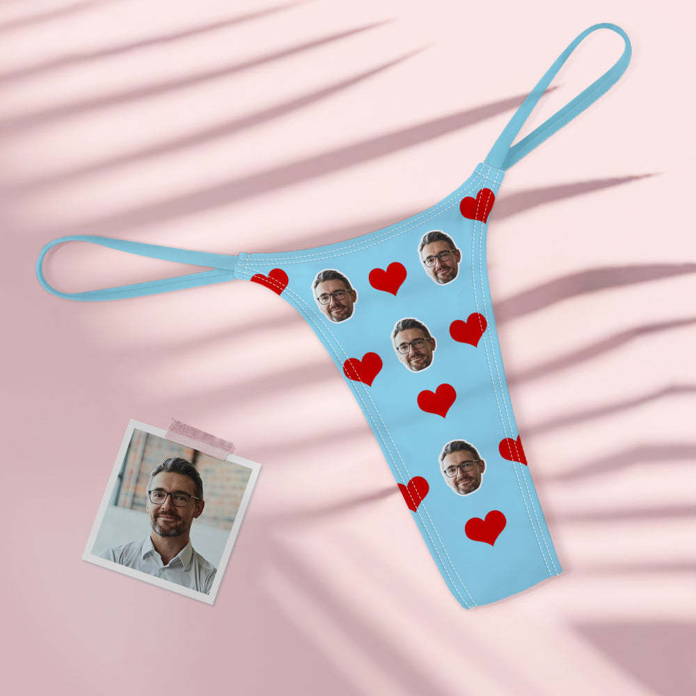 Benutzerdefinierte Gesicht Liebe Herzen Frauen Bunte Tanga String