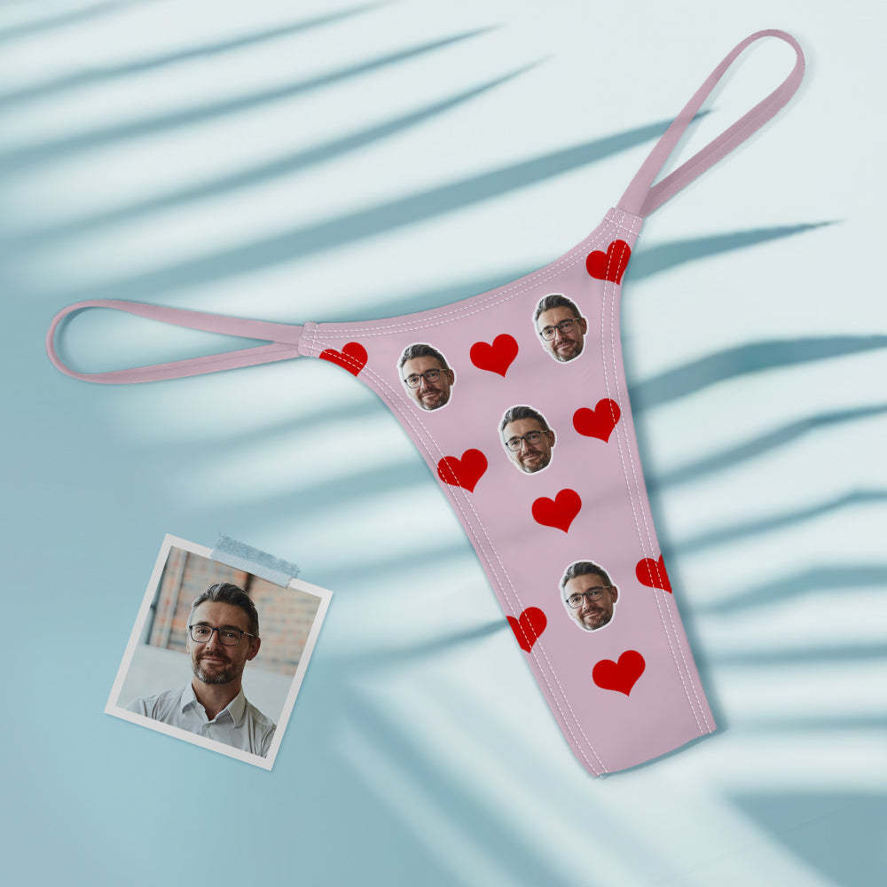Benutzerdefinierte Gesicht Liebe Herzen Frauen Bunte Tanga String