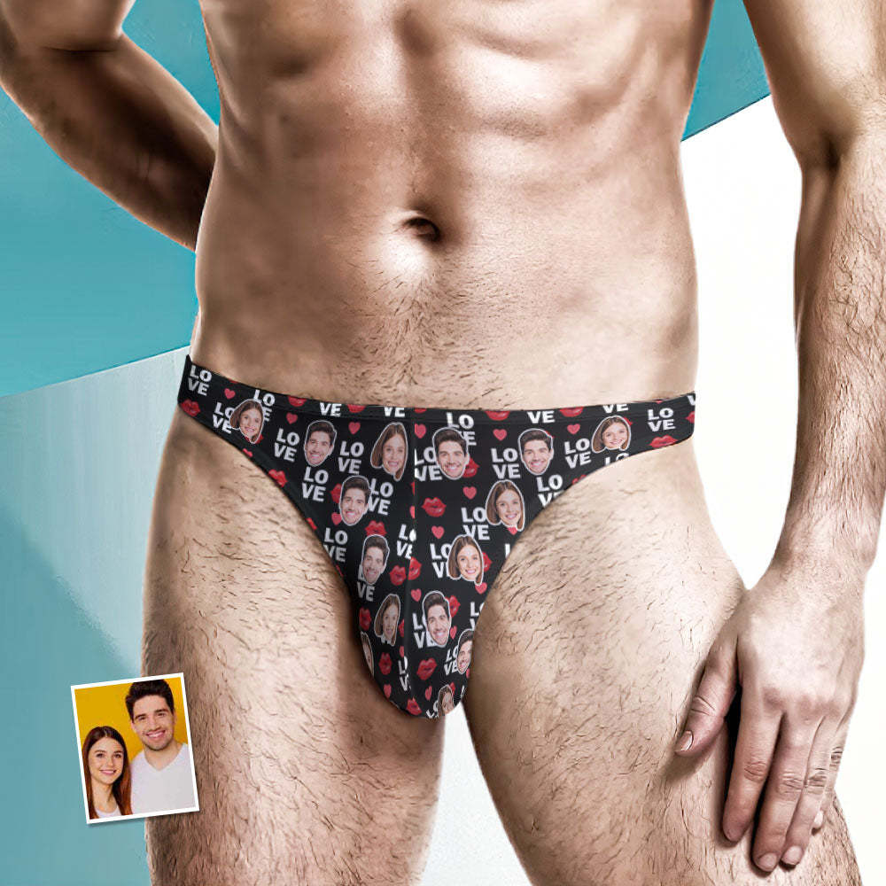 Custom Face Love Herren-tanga, Lippendruck, Herren-slip - DePhotoBoxer