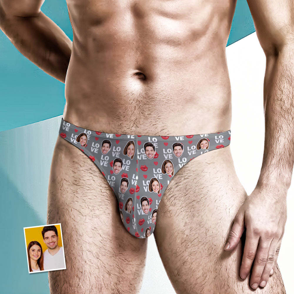 Custom Face Love Herren-tanga, Lippendruck, Herren-slip - DePhotoBoxer