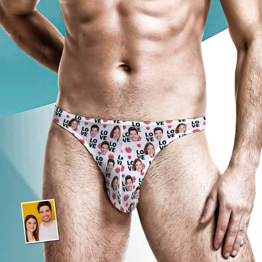 Custom Face Love Herren-tanga, Lippendruck, Herren-slip - DePhotoBoxer