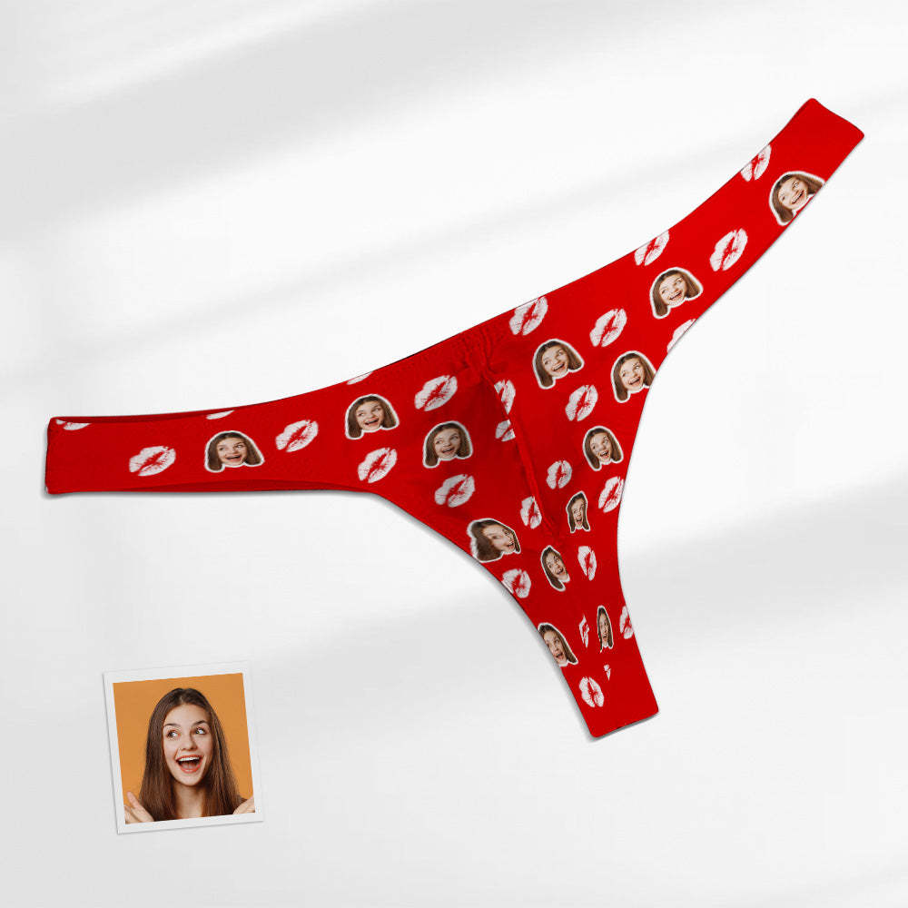 Custom Face Red Lips Herren Tanga Kiss Herren Slips - DePhotoBoxer