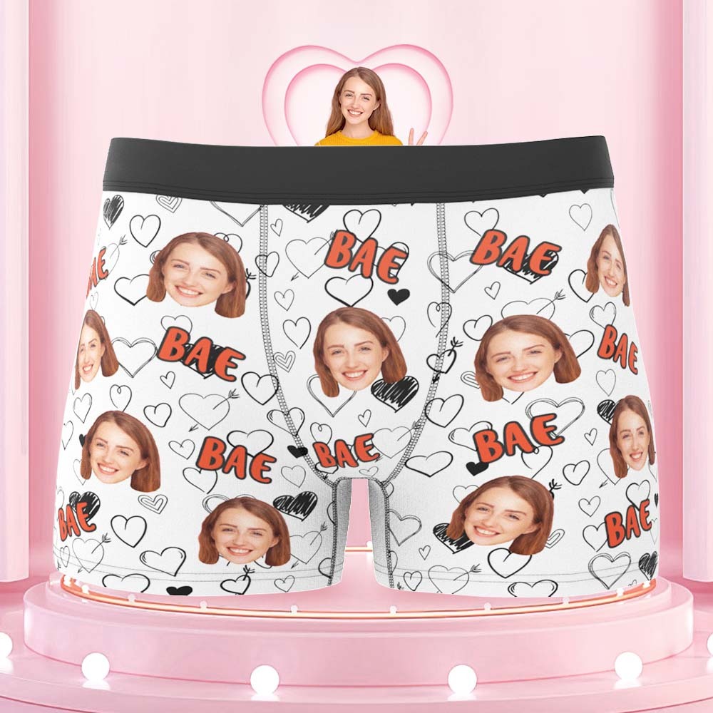 Benutzerdefinierte Gesichts-boxershorts, Personalisierte Herrenshorts Mit Foto – Bae - DePhotoBoxer