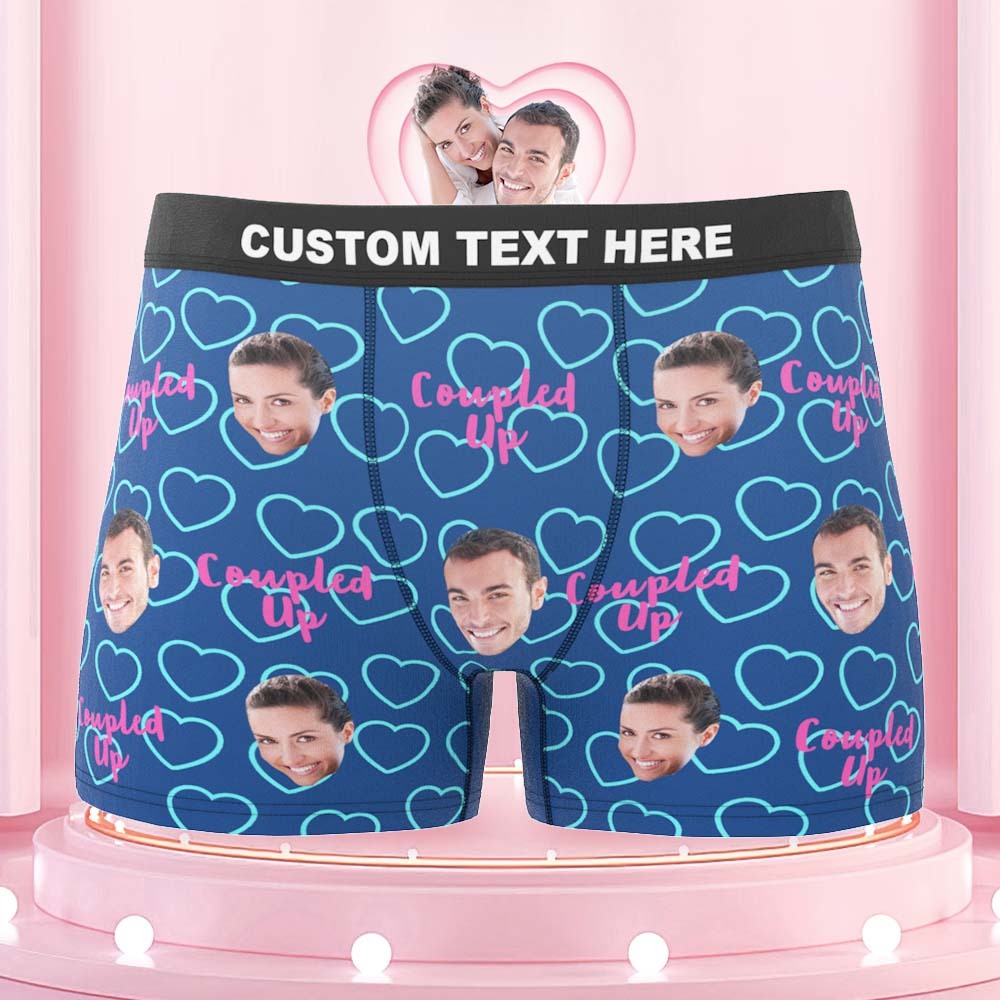 Benutzerdefinierte Gesichts-boxershorts, Personalisierte Herrenshorts Mit Foto – Coupled Up - DePhotoBoxer