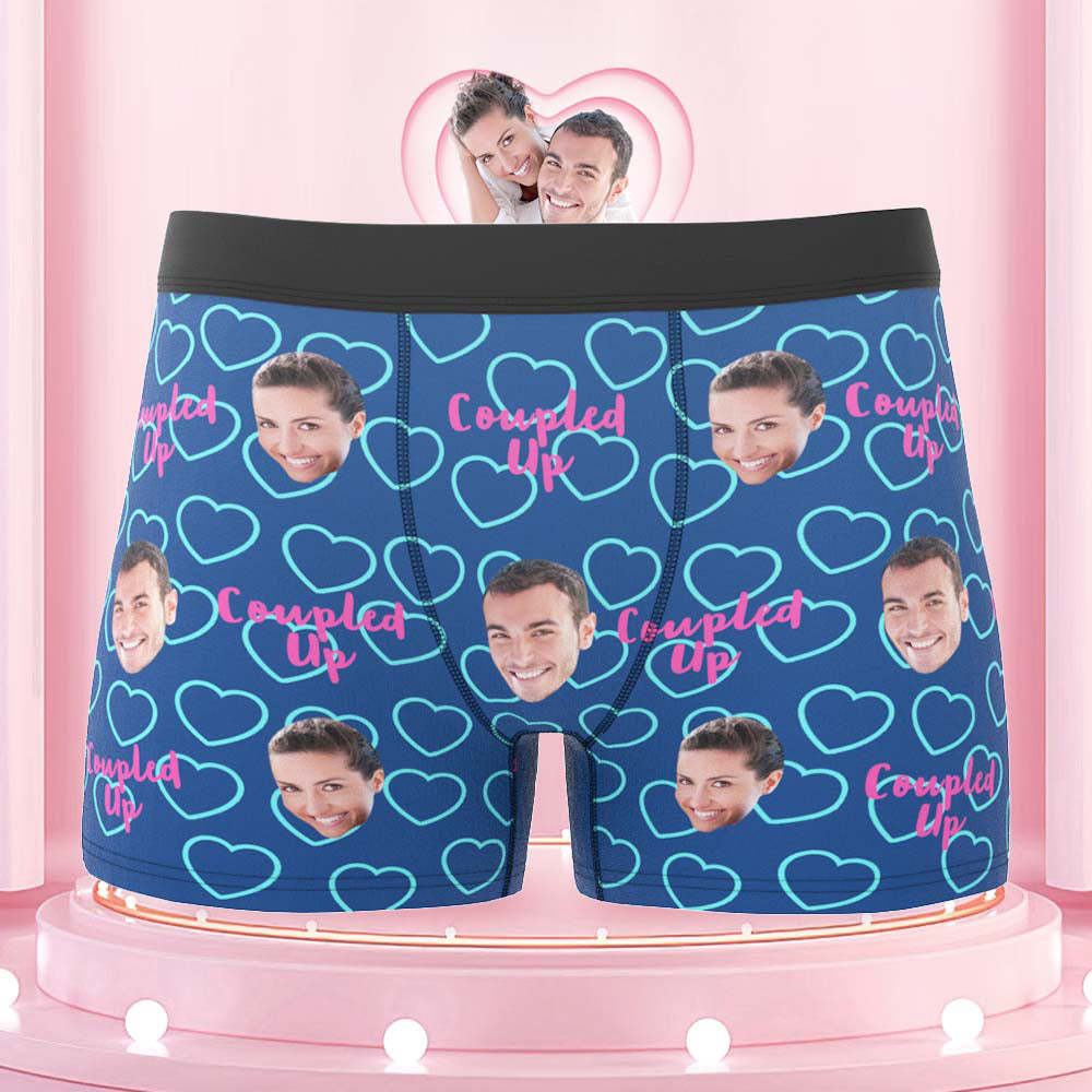 Benutzerdefinierte Gesichts-boxershorts, Personalisierte Herrenshorts Mit Foto – Coupled Up - DePhotoBoxer