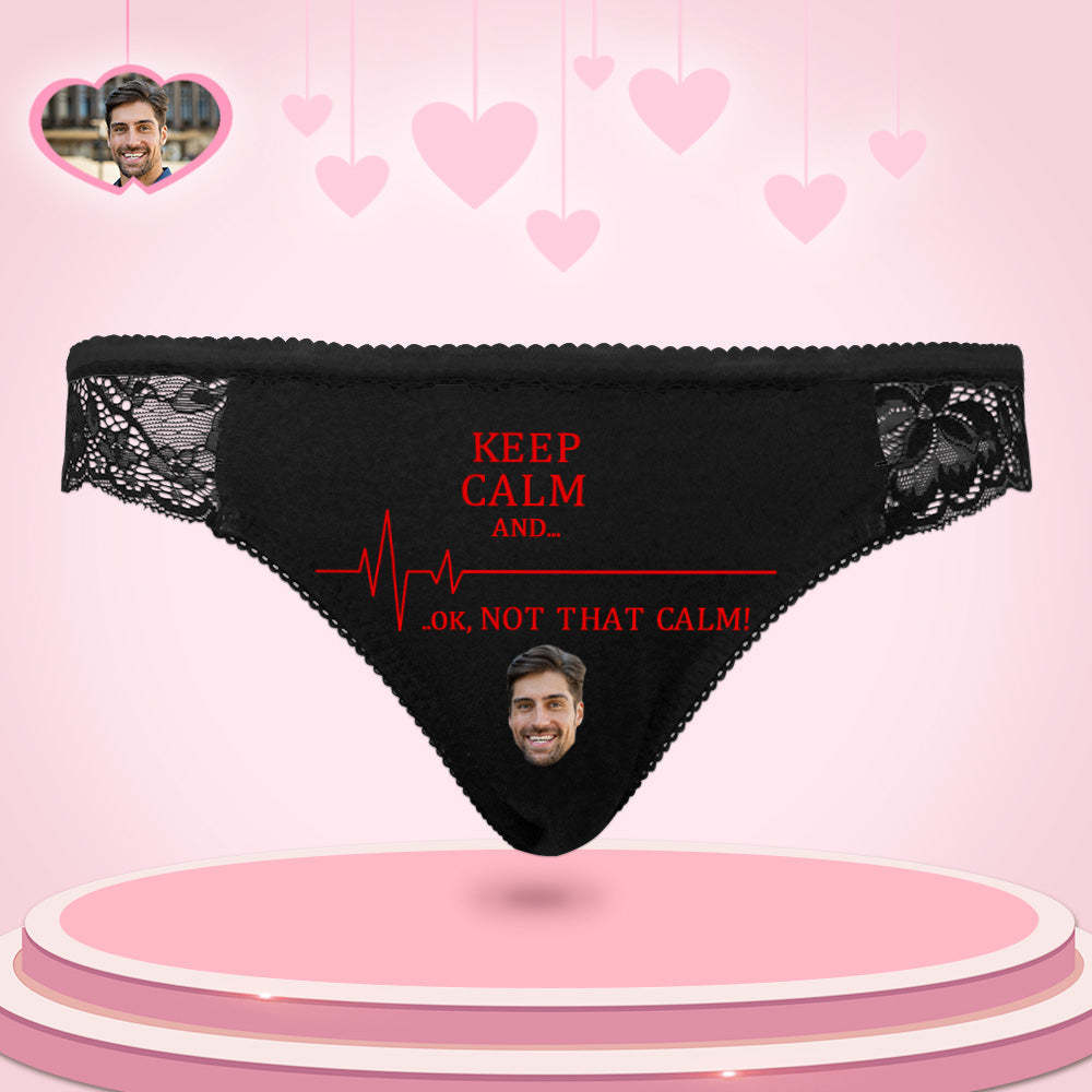 Benutzerdefinierte Frauen Spitzenhöschen Keep Calm Face Sexy Höschen Süßes Geschenk - DePhotoBoxer