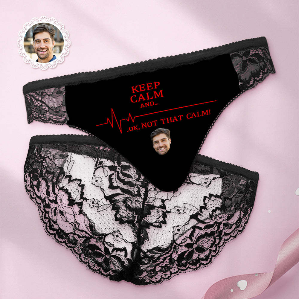 Benutzerdefinierte Frauen Spitzenhöschen Keep Calm Face Sexy Höschen Süßes Geschenk - DePhotoBoxer