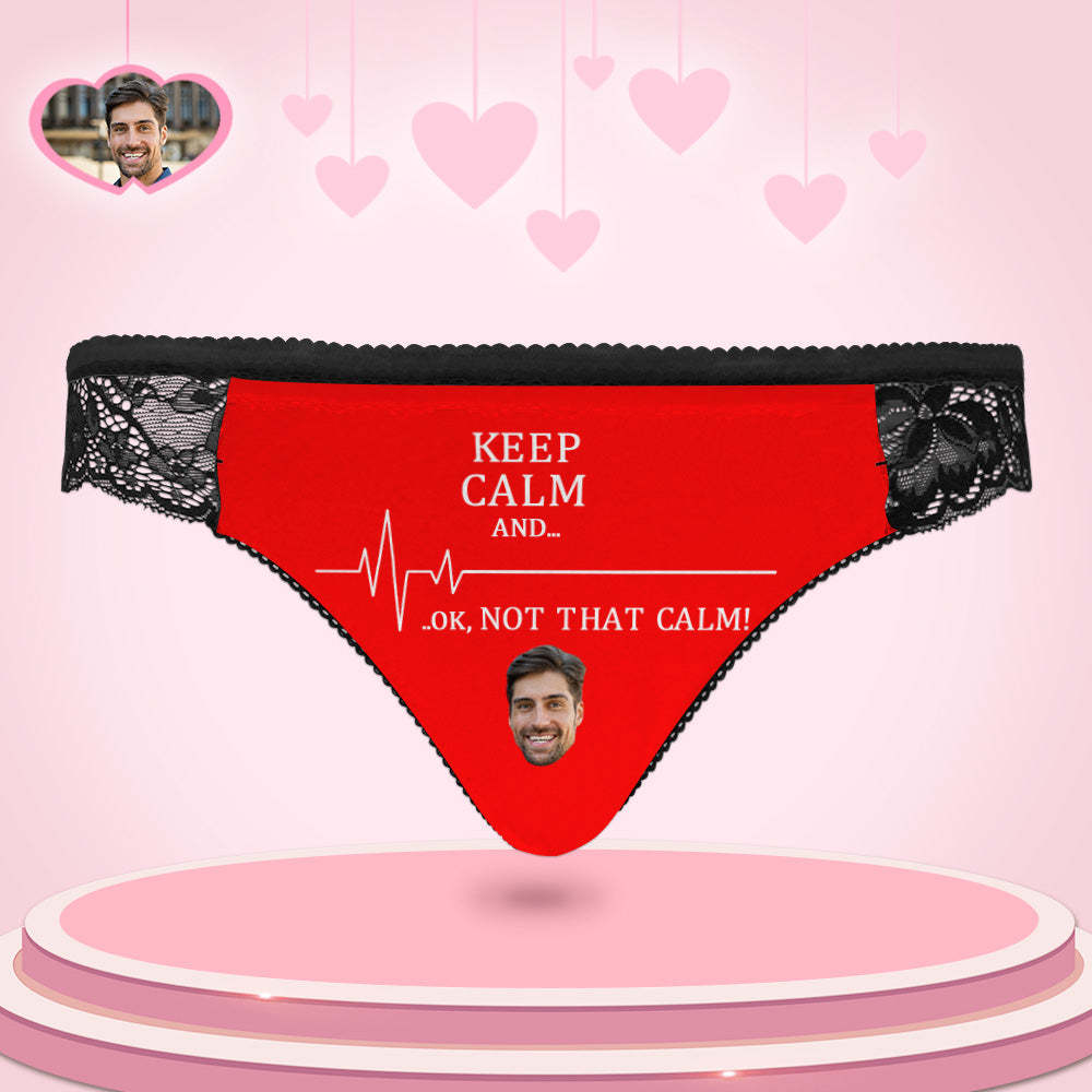 Benutzerdefinierte Frauen Spitzenhöschen Keep Calm Face Sexy Höschen Süßes Geschenk - DePhotoBoxer