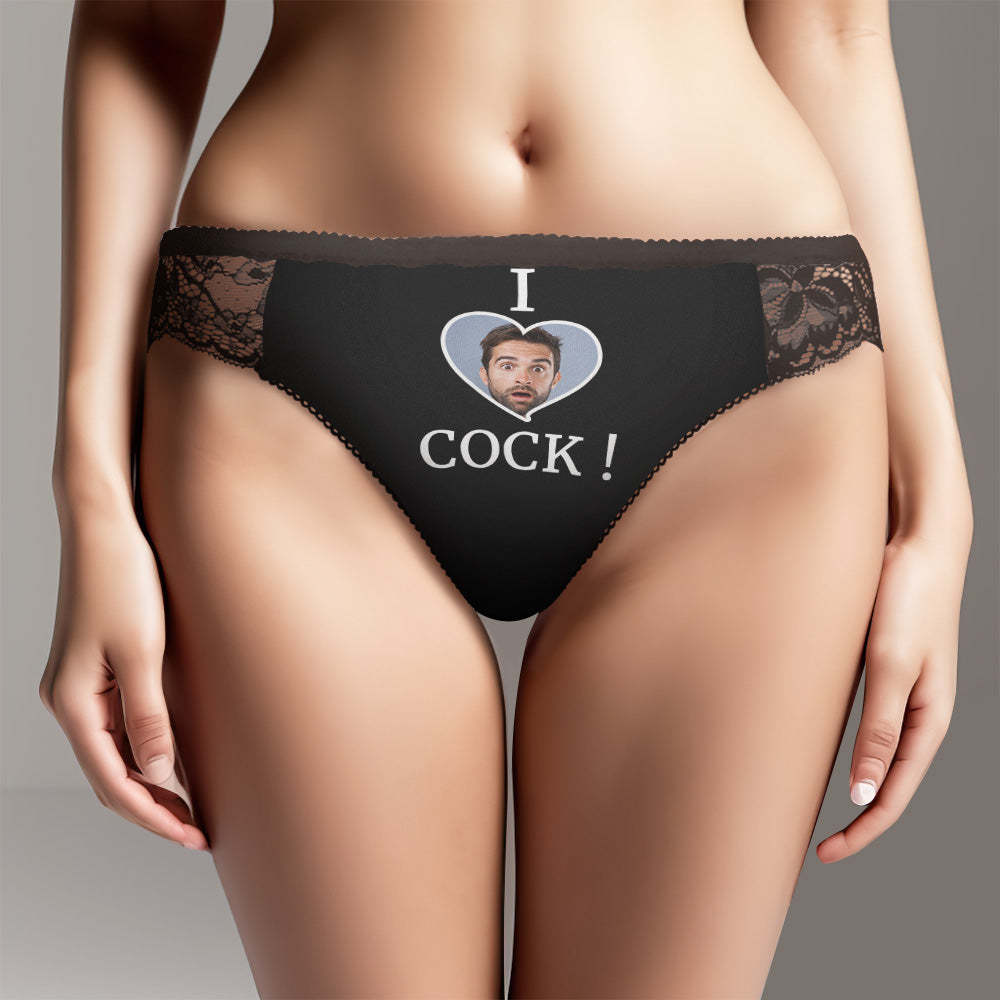 Individuelles Damen-spitzenhöschen „i Love Cock“-foto, Sexy Höschen, Süßes Geschenk - DePhotoBoxer