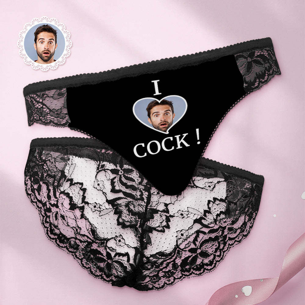 Individuelles Damen-spitzenhöschen „i Love Cock“-foto, Sexy Höschen, Süßes Geschenk - DePhotoBoxer