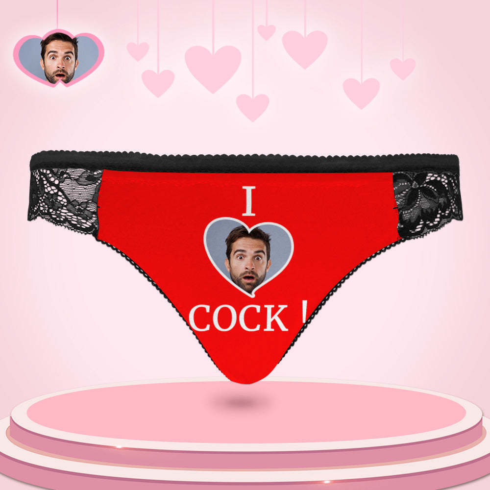 Individuelles Damen-spitzenhöschen „i Love Cock“-foto, Sexy Höschen, Süßes Geschenk - DePhotoBoxer