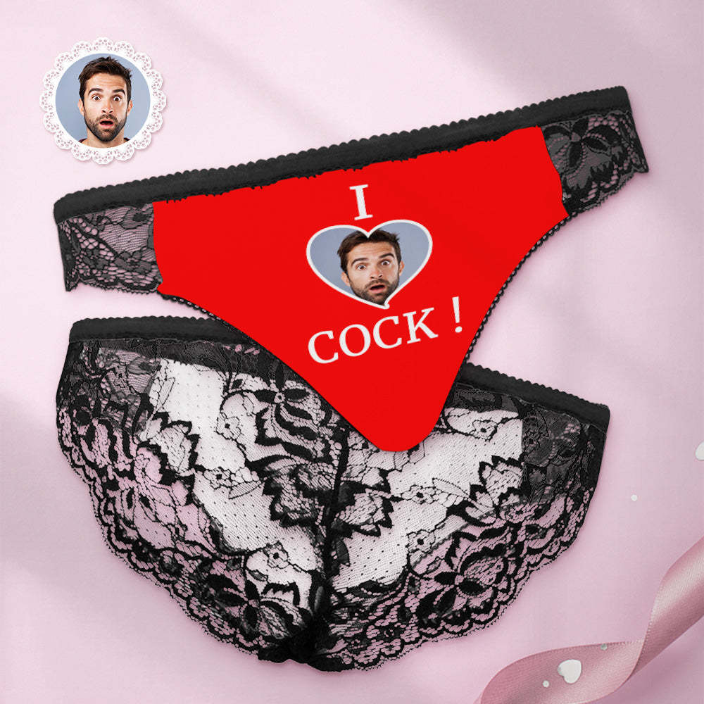 Individuelles Damen-spitzenhöschen „i Love Cock“-foto, Sexy Höschen, Süßes Geschenk - DePhotoBoxer