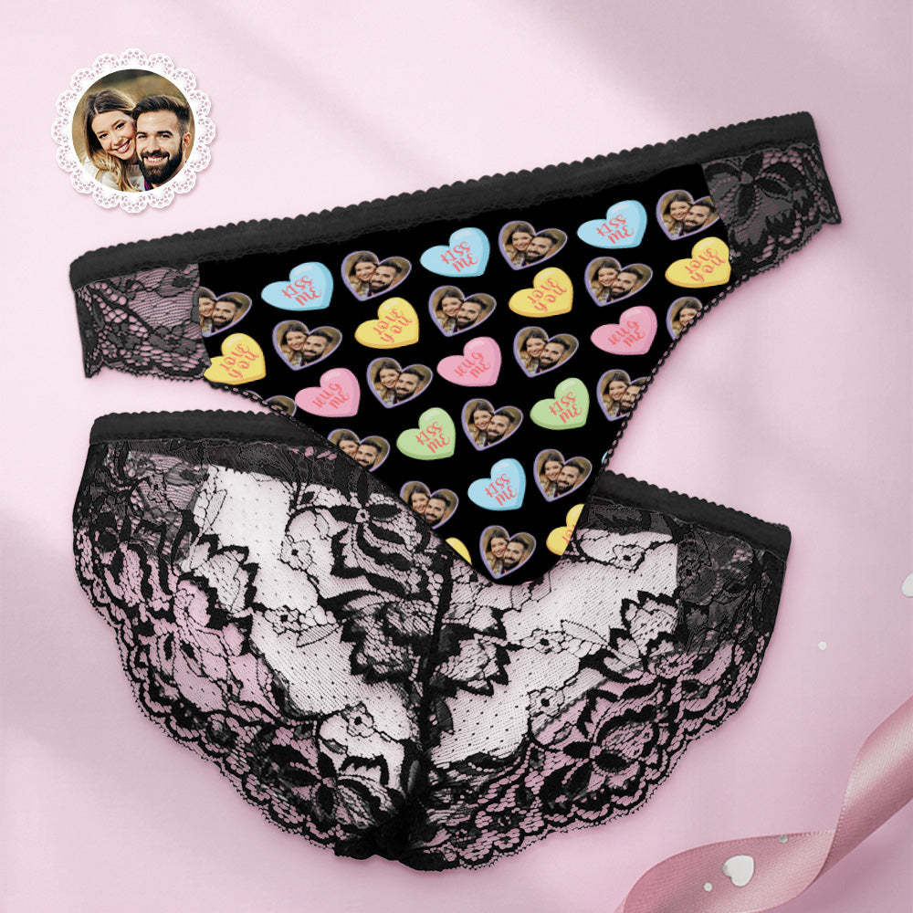 Benutzerdefinierte Frauen Spitze Höschen Herz Gesicht Sexy Höschen Süßes Geschenk - DePhotoBoxer