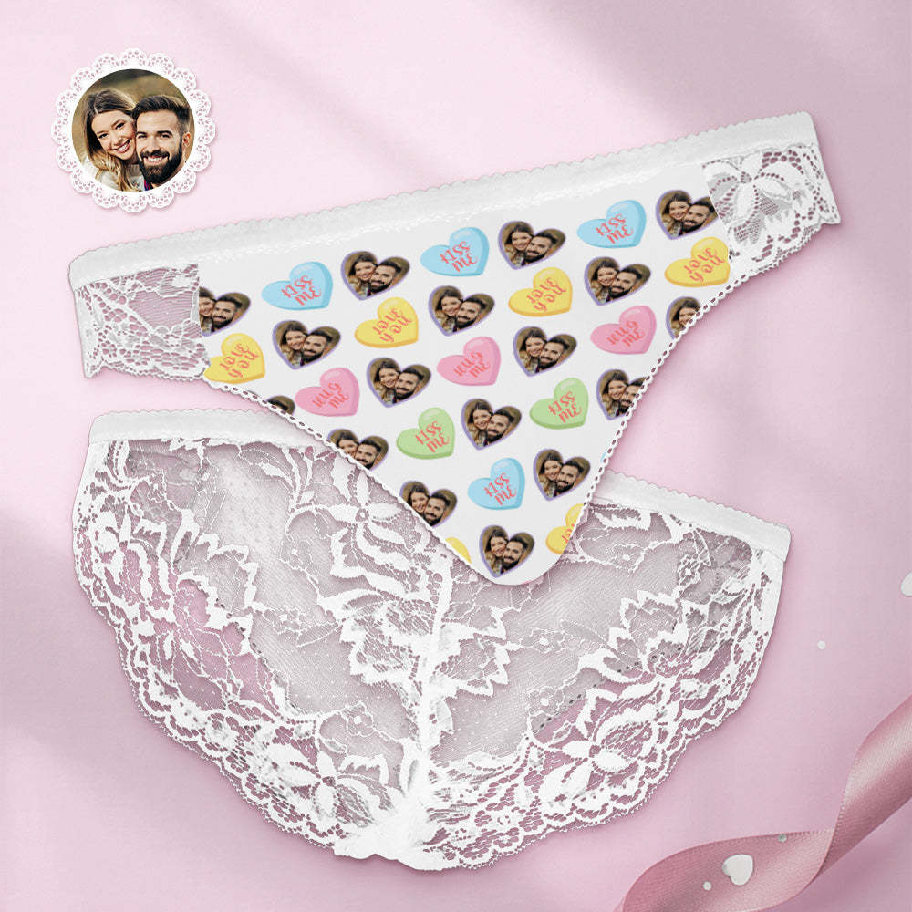 Benutzerdefinierte Frauen Spitze Höschen Herz Gesicht Sexy Höschen Süßes Geschenk - DePhotoBoxer