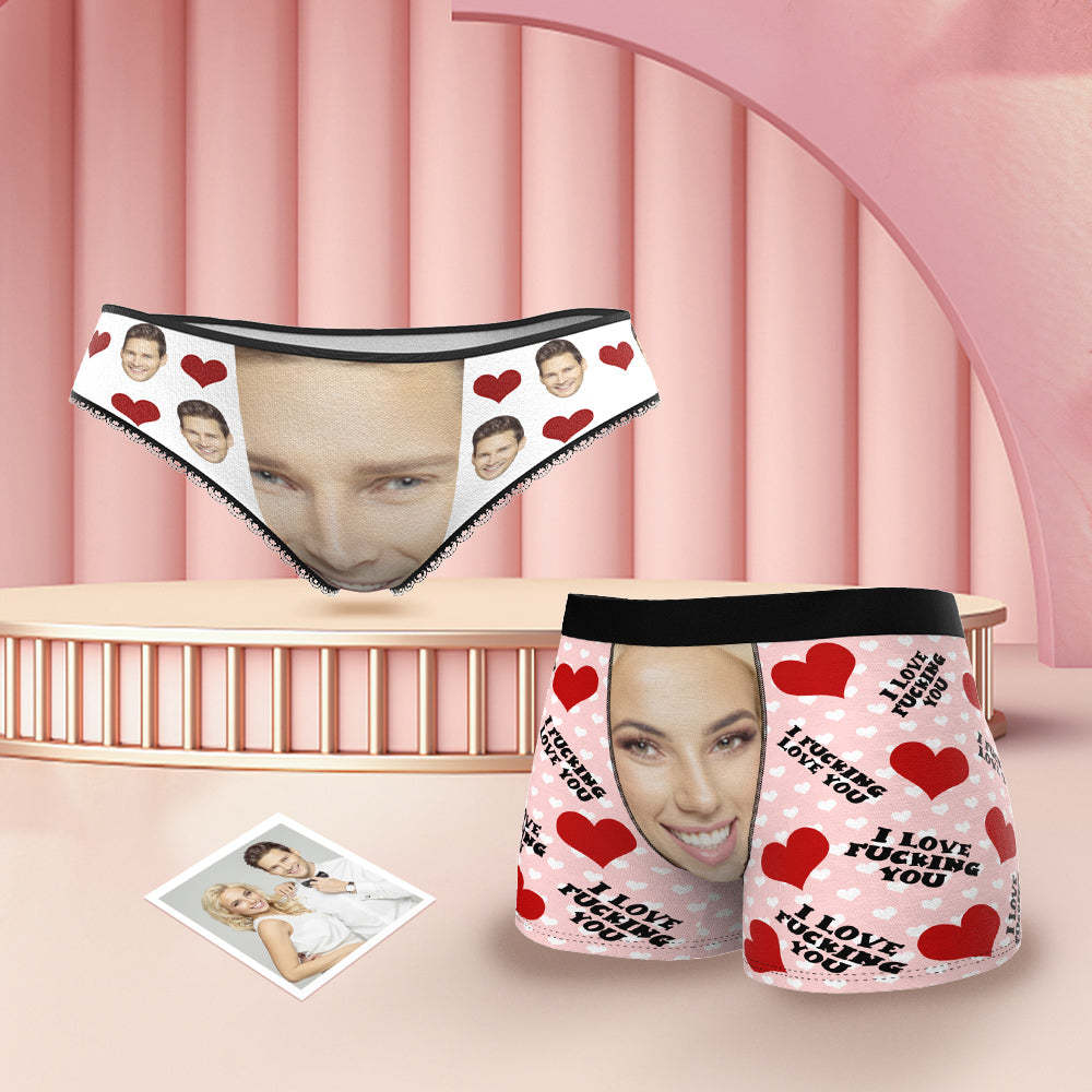 Benutzerdefinierte Gesicht Paar Passende Unterwäsche Fucking Love You Personalisierte Lustige Unterwäsche Geschenk Für Liebhaber - DePhotoBoxer