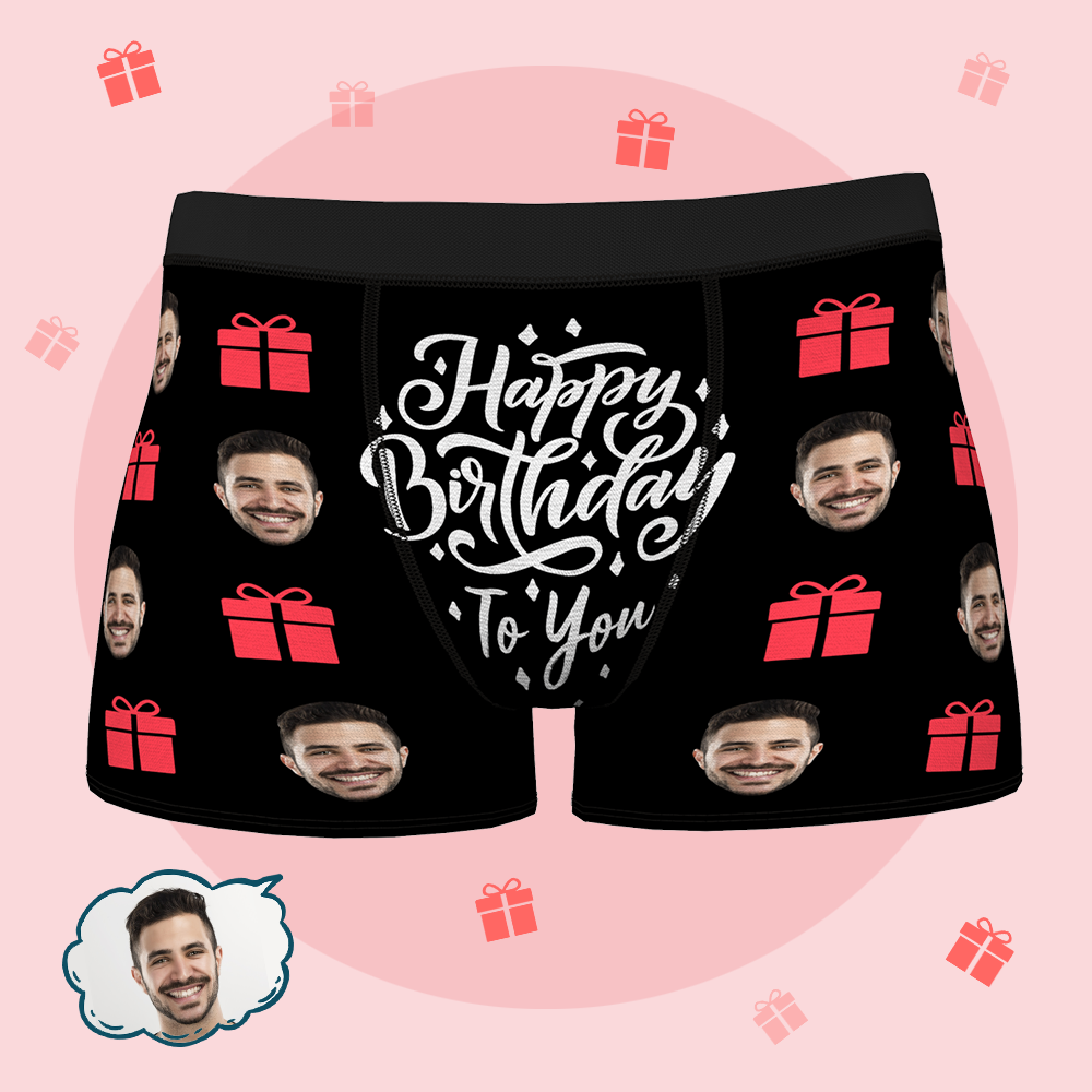 Benutzerdefinierte Herren-Boxershorts Alles Gute zum Geburtstag Personalisierte Gesichtsunterwäsche für Männer Tolles Geburtstagsgeschenk