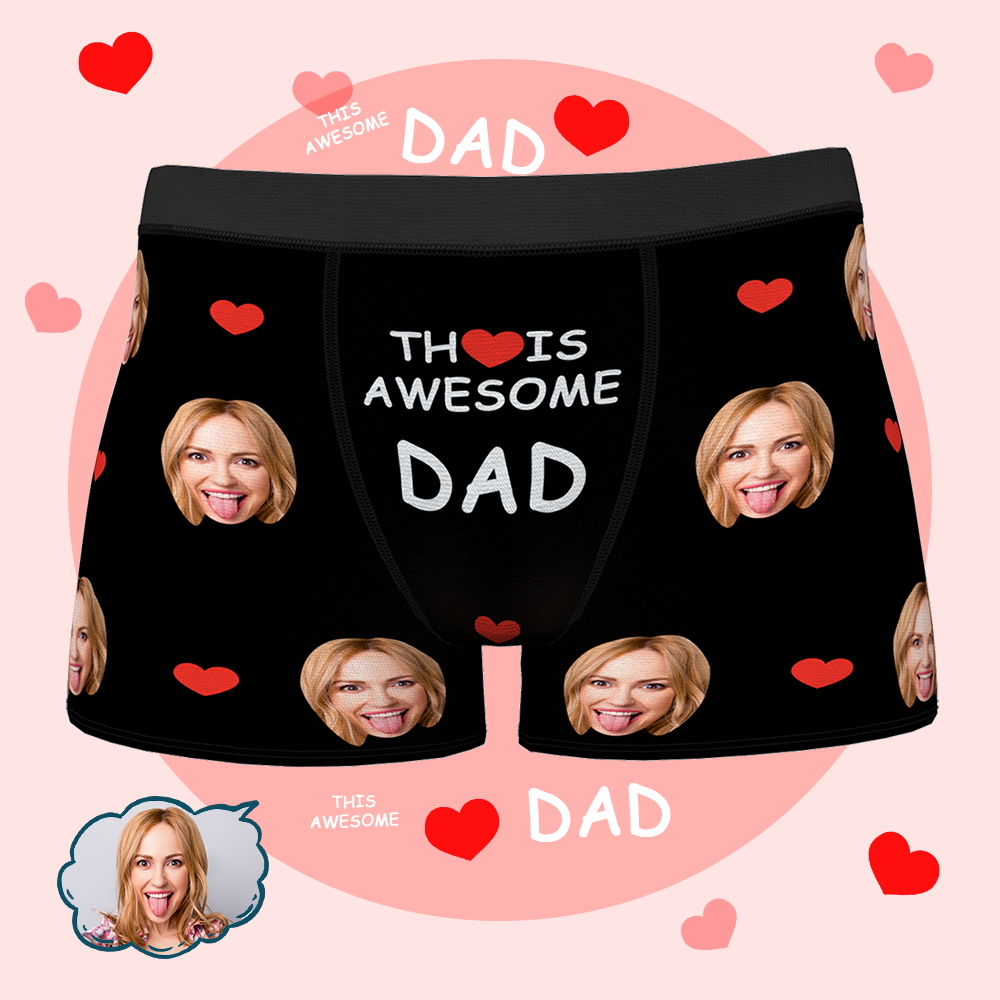 Benutzerdefinierte Gesicht Männer Boxer Briefs Personalisierte Foto Unterwäsche für Männer Schwarze Boxer Shorts mit Gesicht Vatertag Geschenke Beste Vater Boxer Briefs für Awesome Dad
