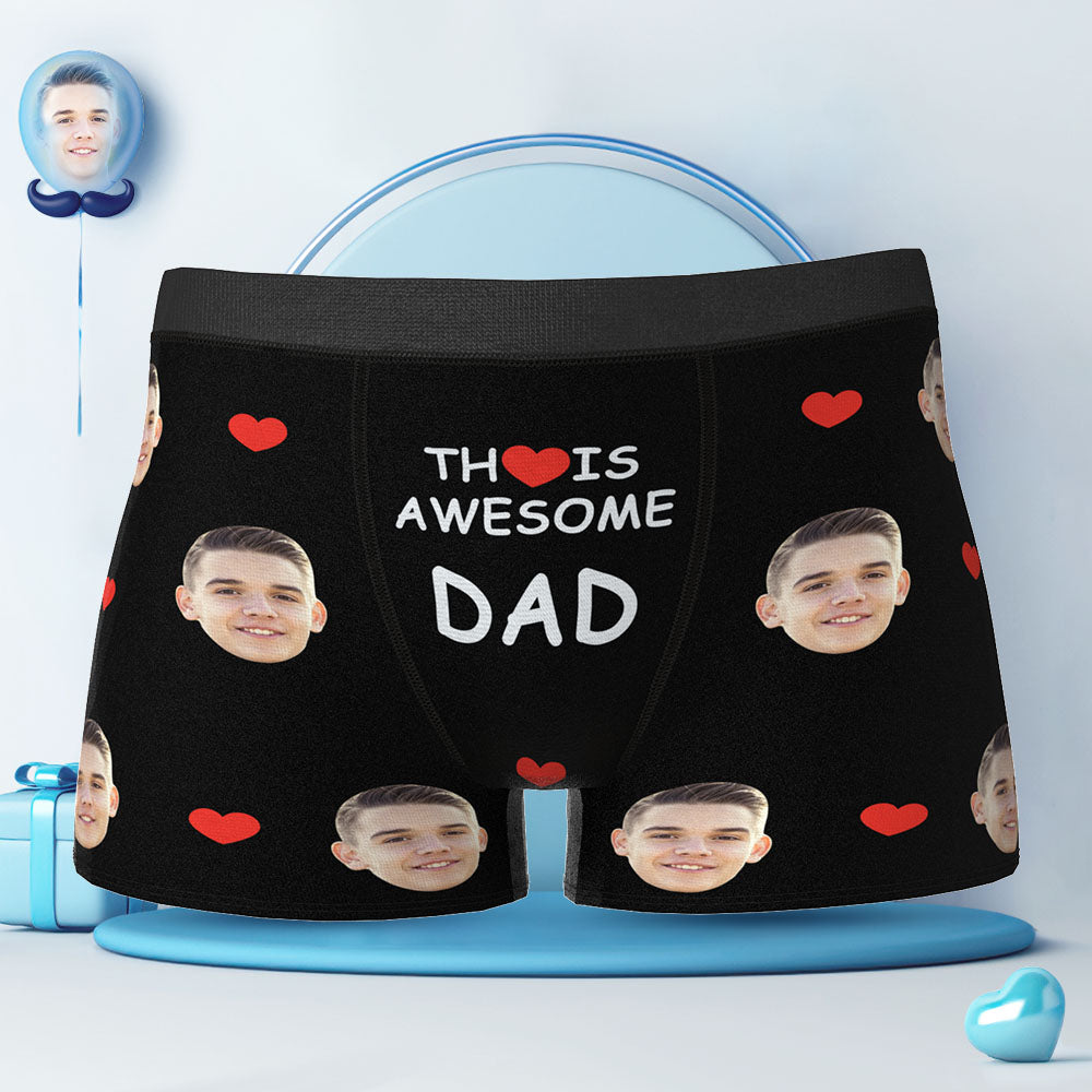 Benutzerdefinierte Gesicht Männer Boxer Briefs Personalisierte Foto Unterwäsche für Männer Schwarze Boxer Shorts mit Gesicht Vatertag Geschenke Beste Vater Boxer Briefs für Awesome Dad