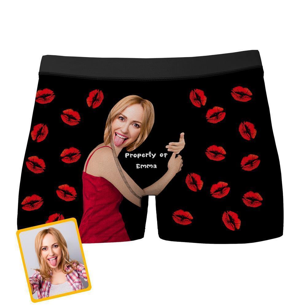 Benutzerdefinierte Liebe Umarmung Eigentum des Namens Boxer Personalisiertes Gesicht Boxer Briefs Geschenk für Ehemann