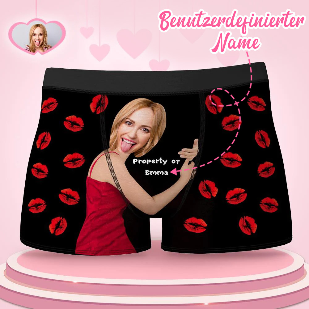 Benutzerdefinierte Liebe Umarmung Eigentum des Namens Boxer Personalisiertes Gesicht Boxer Briefs Geschenk für Ehemann
