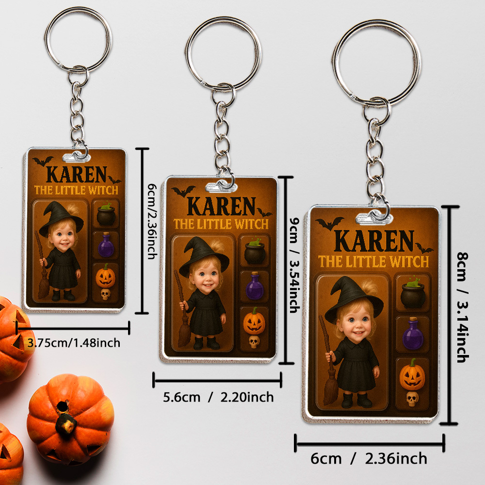 Benutzerdefinierte 3d-effekt Actionfigur Pack Verpackung Personalisierte Acryl Hexe Schlüsselanhänger Geschenk Für Halloween - DePhotoBoxer