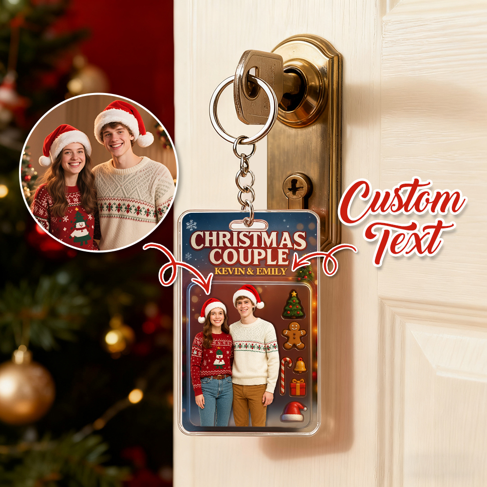 Personalisierte 2D-Charakter-Schlüsselanhänger, Künstlerische Geschenke, personalisierte Acryl-Schlüsselanhänger, Bestes Weihnachtsgeschenk für die Familie