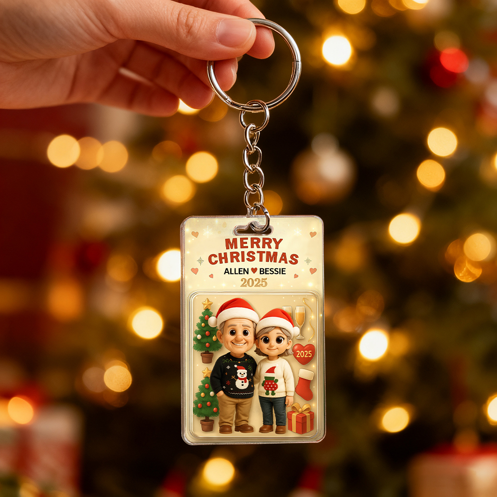 Personalisierte 2D-Charakter-Schlüsselanhänger, Künstlerische Geschenke, personalisierte Acryl-Schlüsselanhänger, Bestes Weihnachtsgeschenk für die Familie