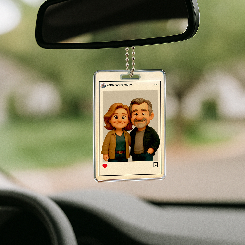 Personalisierter Autoaufhänger Mit Cartoon-figur, Individuelles Geschenk Zum Hochzeitstag, Geburtstag, Festival - DePhotoBoxer