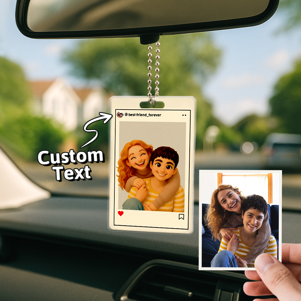 Personalisierter Autoaufhänger Mit Cartoon-figur, Individuelles Geschenk Zum Hochzeitstag, Geburtstag, Festival - DePhotoBoxer