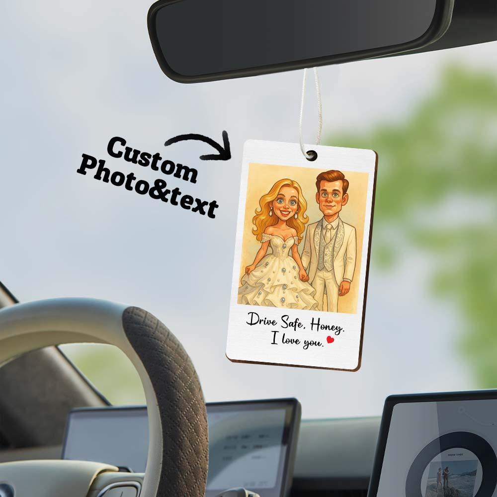 Personalisierter Lustiger Karikatur Portrait Lufterfrischer, Süßes Autozubehör, Foto-erfrischer, Geschenk Für Ehemann, Ehefrau, Familie, Freund - DePhotoBoxer