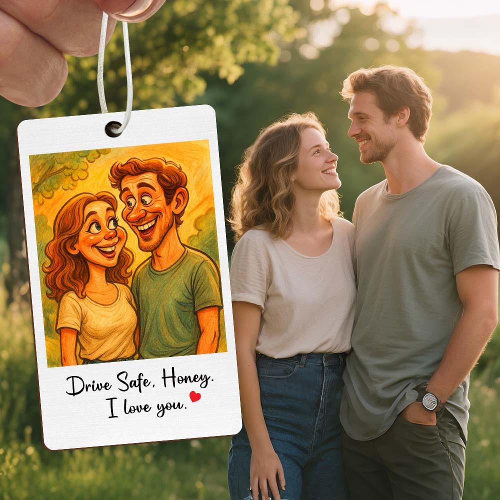 Personalisierter Lustiger Karikatur Portrait Lufterfrischer, Süßes Autozubehör, Foto-erfrischer, Geschenk Für Ehemann, Ehefrau, Familie, Freund