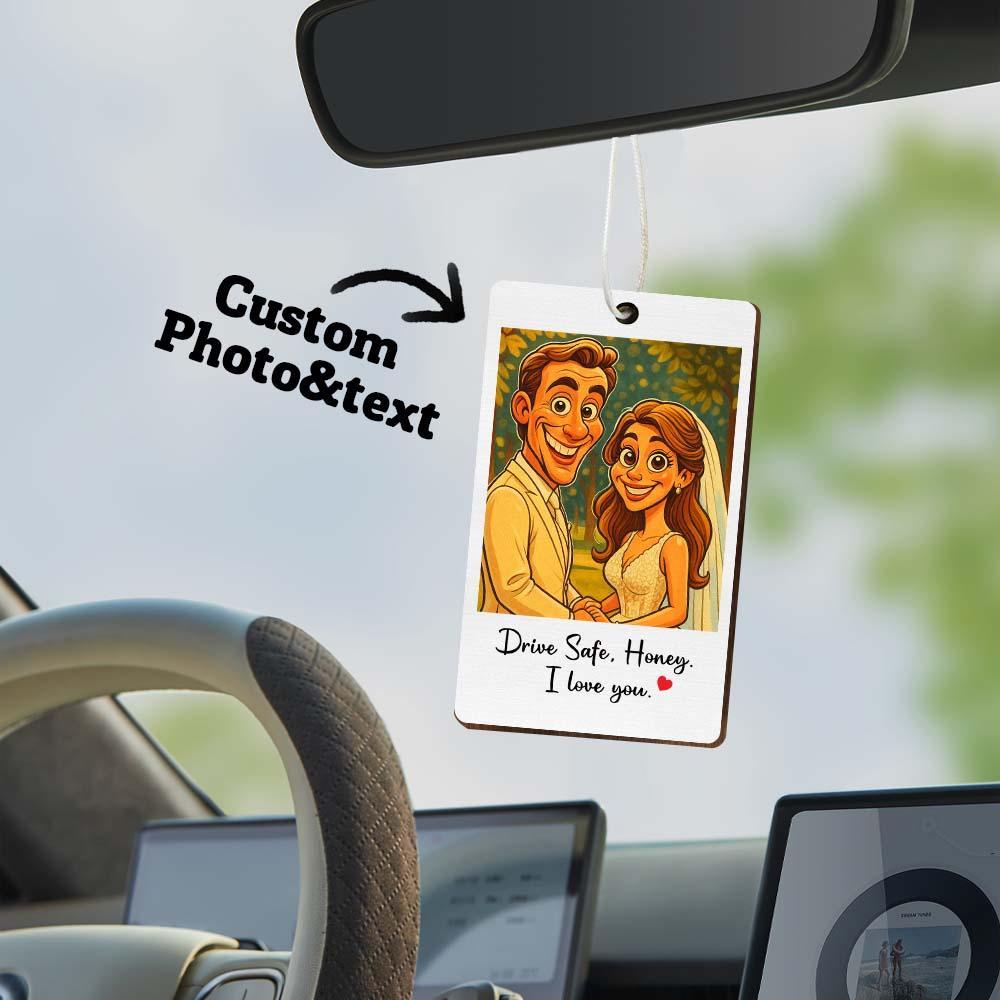 Personalisierter Lustiger Karikatur Portrait Lufterfrischer, Süßes Autozubehör, Foto-erfrischer, Geschenk Für Ehemann, Ehefrau, Familie, Freund - DePhotoBoxer