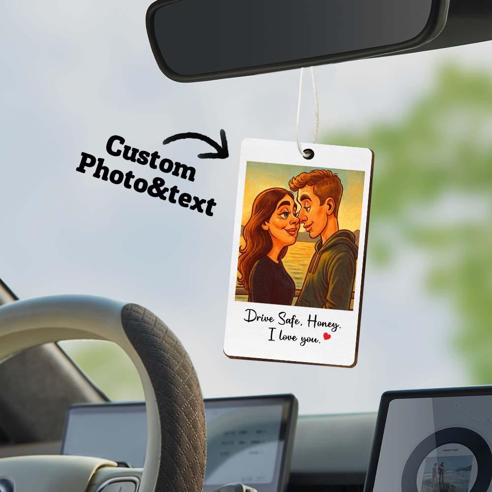 Personalisierter Lustiger Karikatur Portrait Lufterfrischer, Süßes Autozubehör, Foto-erfrischer, Geschenk Für Ehemann, Ehefrau, Familie, Freund - DePhotoBoxer