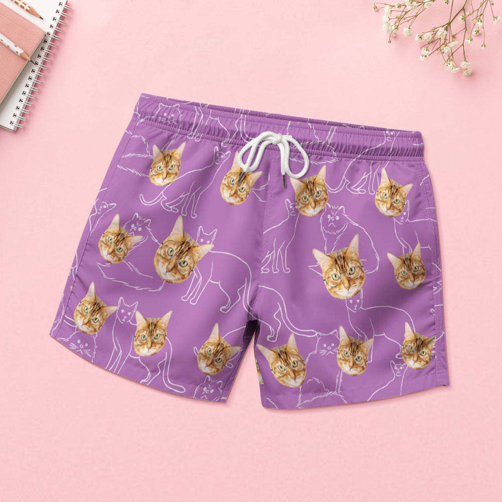Benutzerdefinierter Gesichts-pyjama Mit Katzengesicht, Kurzes Pyjama-set Für Damen, Geschenk Für Haustierliebhaber - DePhotoBoxer