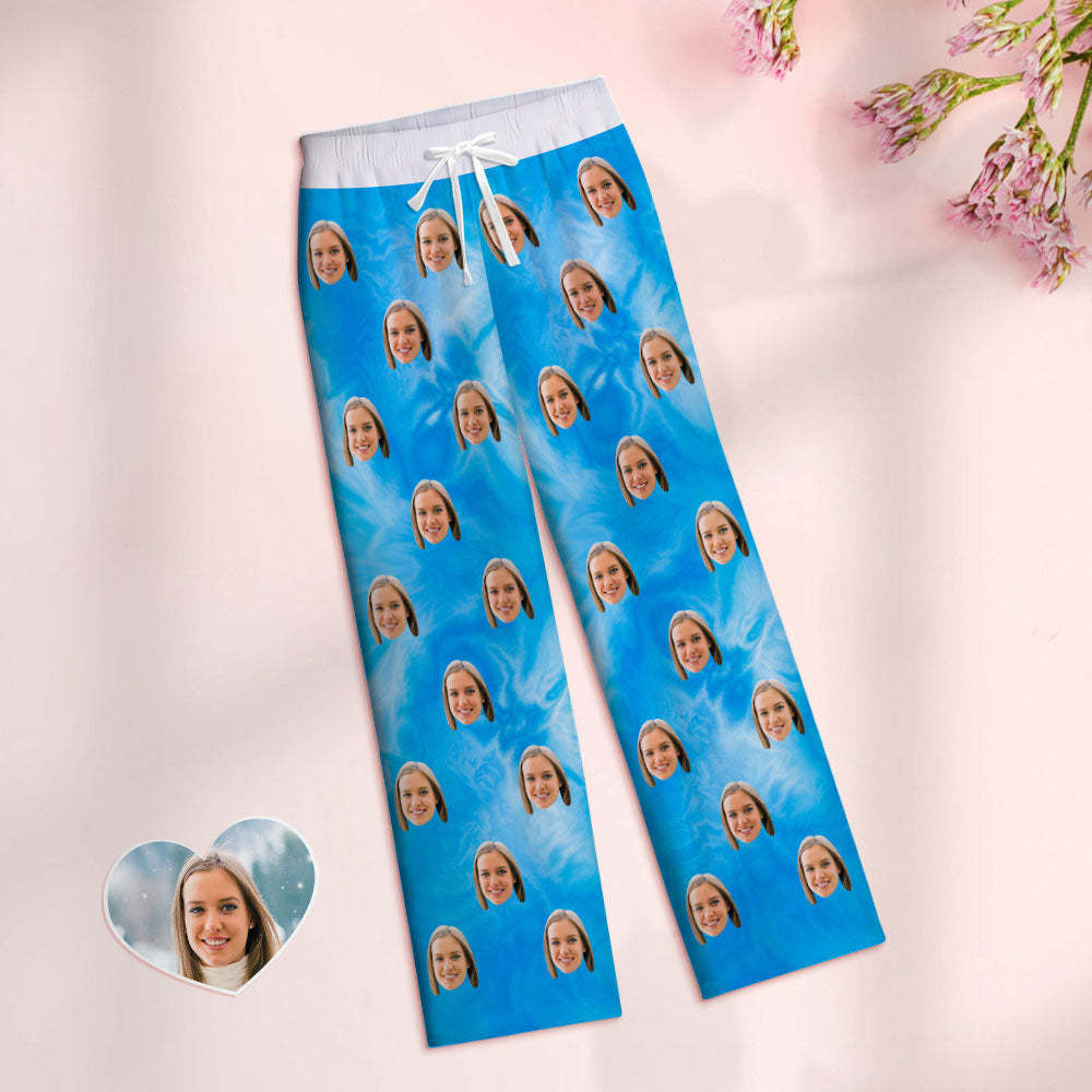 Maßgeschneiderte Damen-pyjamahose Mit Batikmuster, Hellblaue Pyjamahose - DePhotoBoxer